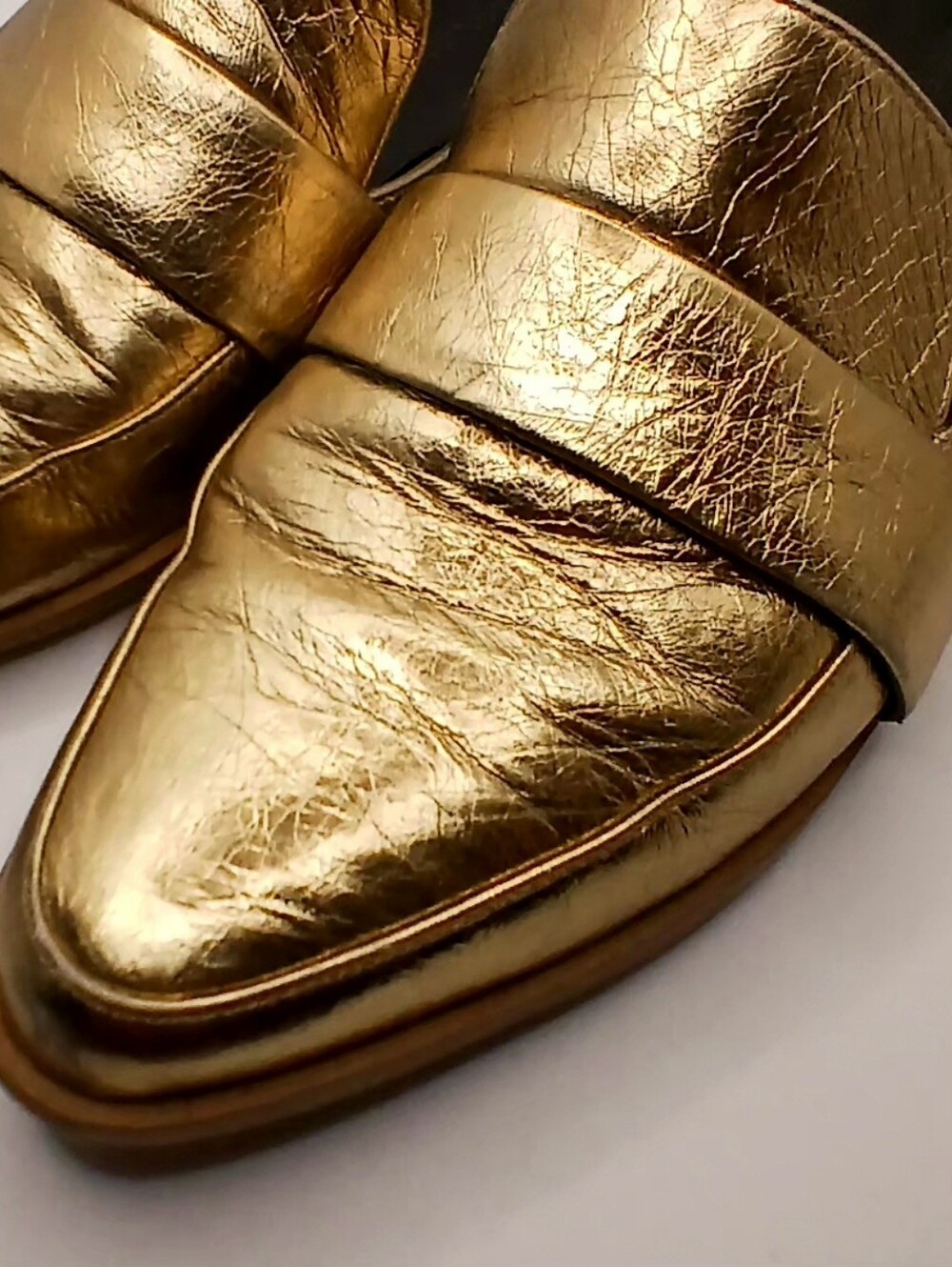 Rebecca Minkoff Metallic Gold Leather Pointed-toe Mule Loafers - Picture 4 of 7